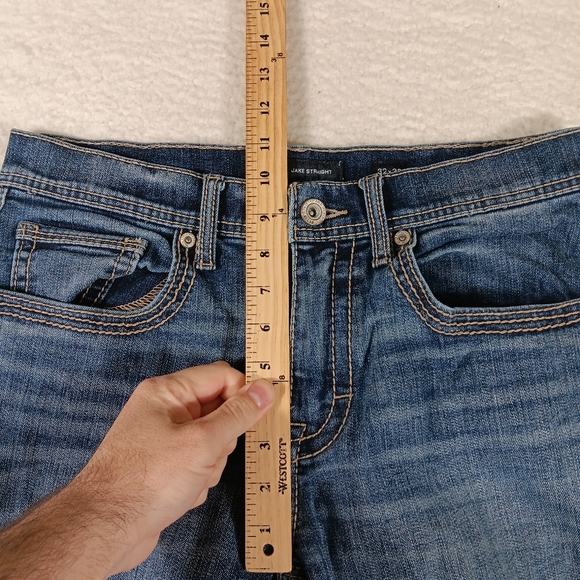 BKE Jeans Mens 32x32 Blue Denim Jake Straight Whiskers Cowboy Rodeo Western - Picture 10 of 13